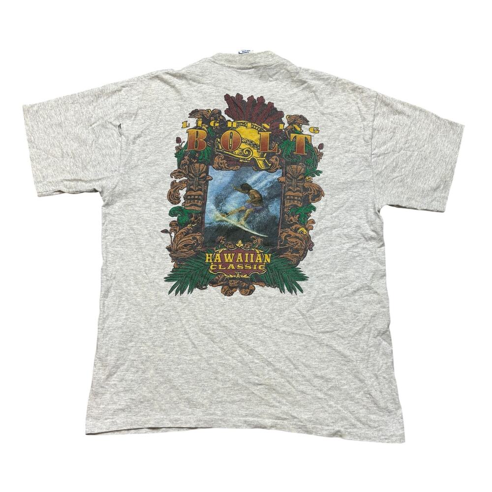 Vintage 90s Lightning Bolt Hawaiian Classic Surf Single Stitch Shirt Large